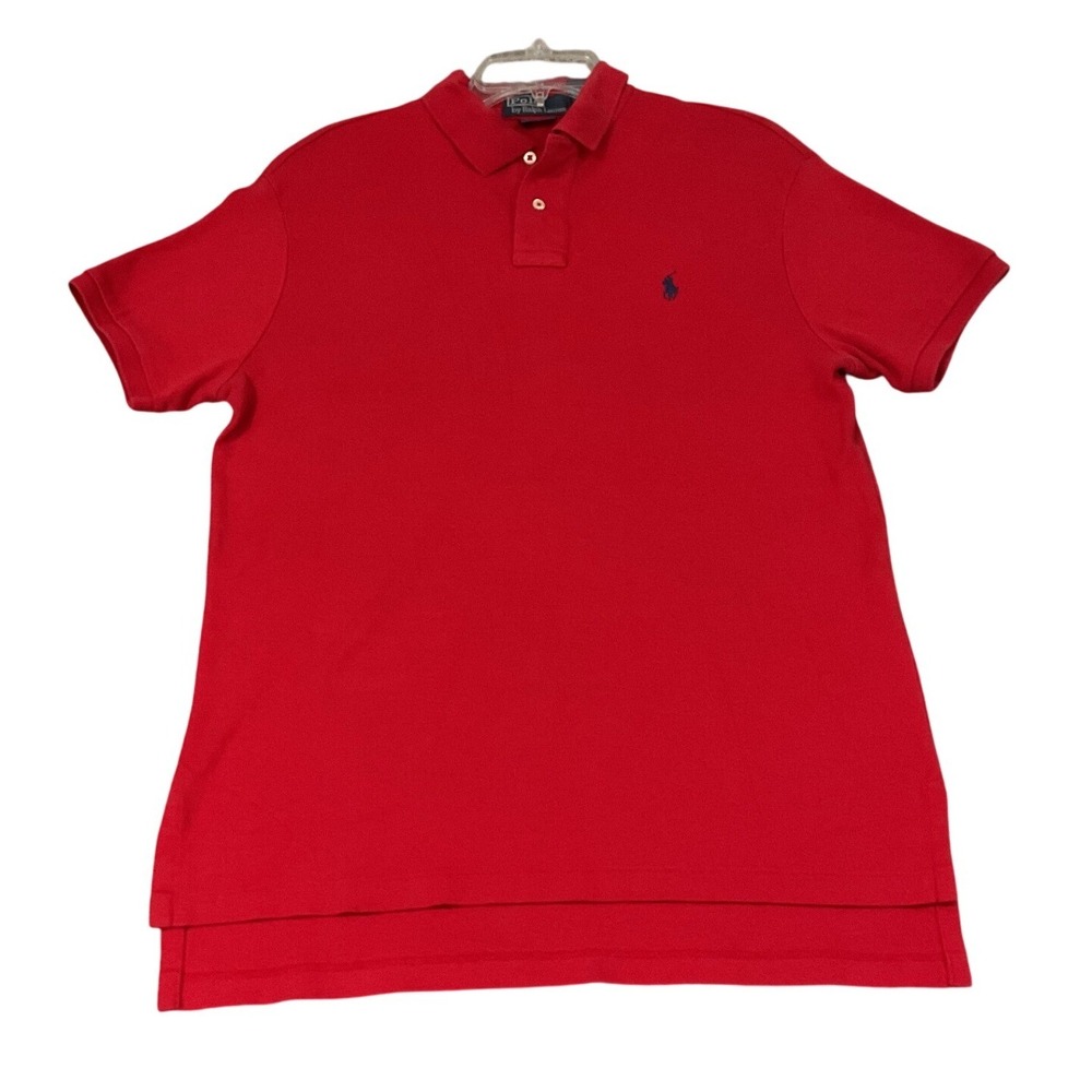 Polo Ralph Lauren Polo Shirt Mens Medium Red Excellent Custom Fit Cotton Pony